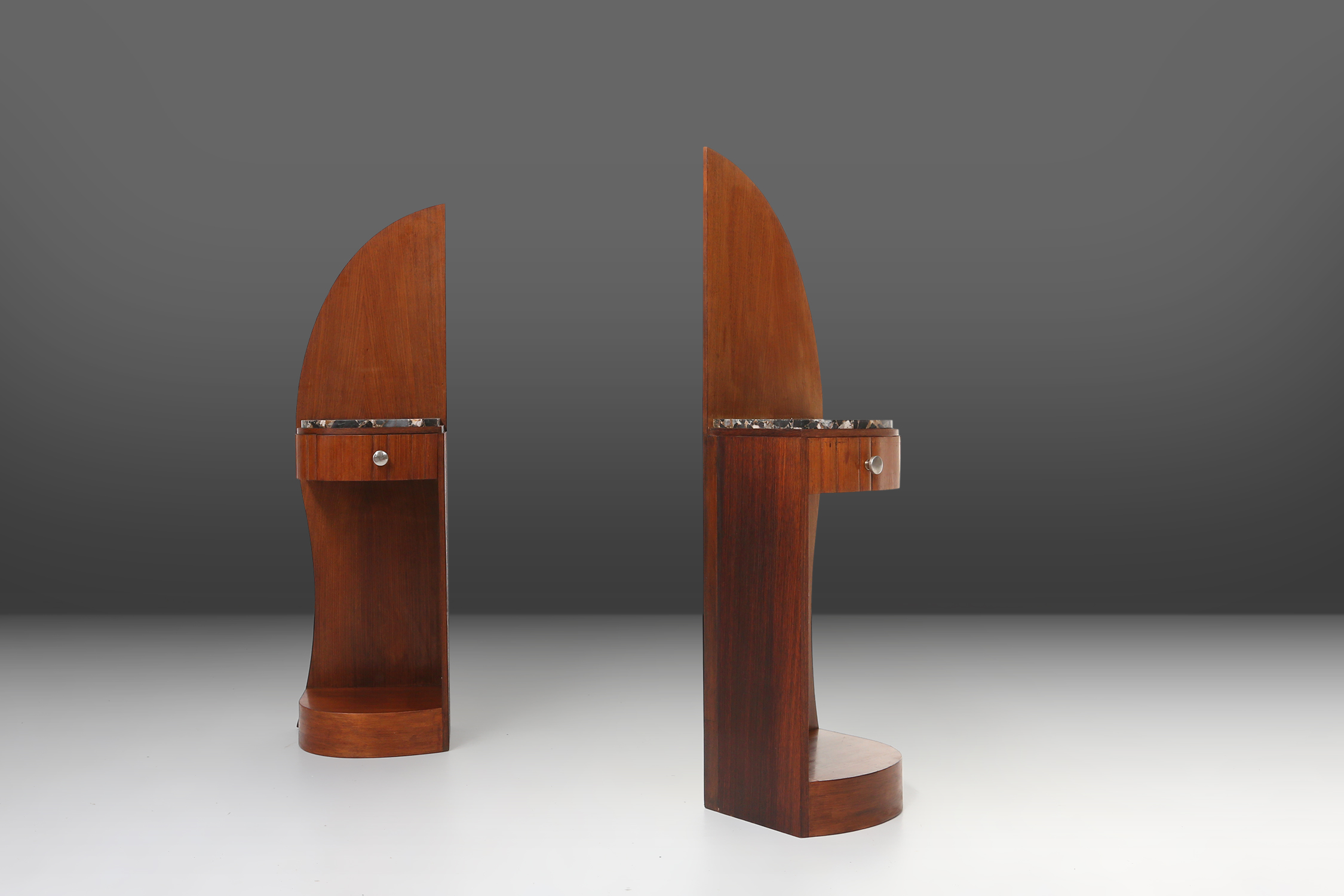 Art Deco Nightstands with Marble Tops, France, 1930sthumbnail